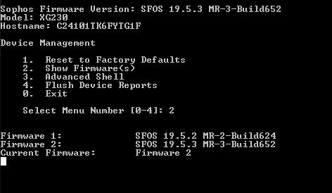 Sophos XG 230 Rev2 Firewall Security Appliance, Factory Reset