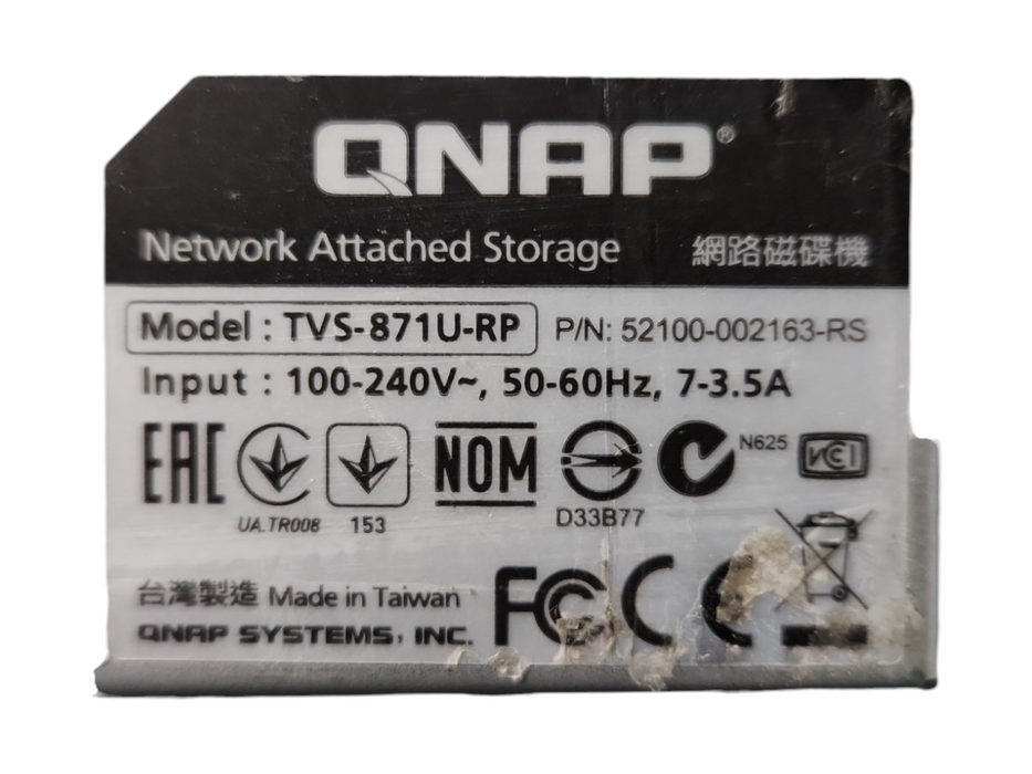 QNAP TVS-871U-RP 8-Bays NAS, i5-4590S, 8GB RAM, 8x 2TB HDDs & 2x128GB mSATA