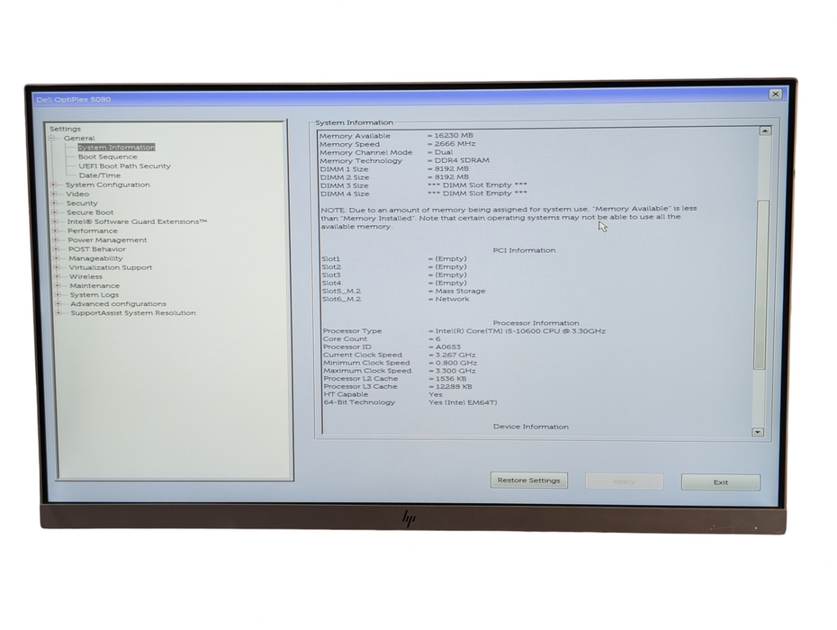 DELL OptiPlex 5080 Tower Intel Core i5-10600 16GB RAM DDR4 256GB NVMe SSD