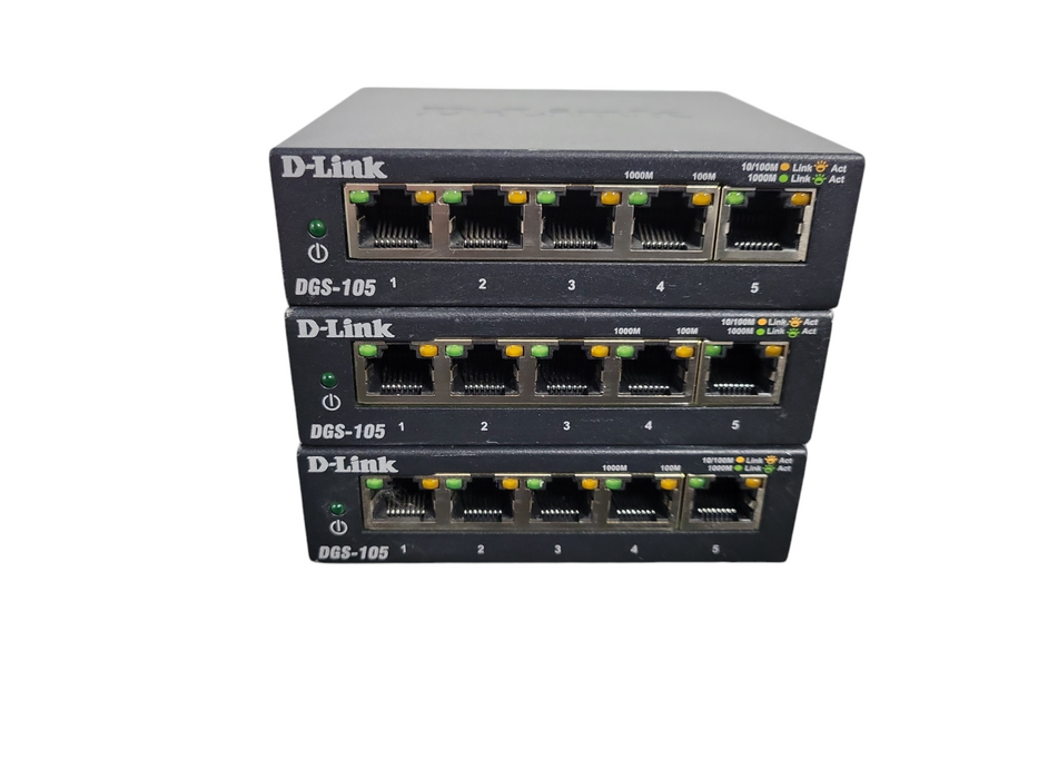 LOT 3x D-Link Switch DGS-105GL 5-Port Gigabit Desktop Ethernet Switch !