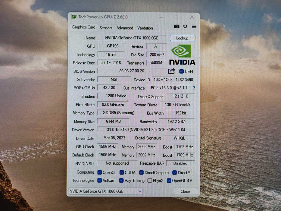 NVIDIA GeForce GTX 1060 6GB LENOVO OEM Graphics Card $