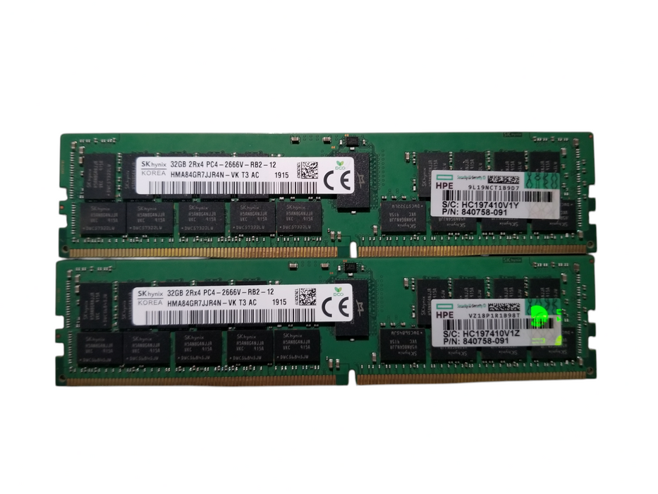 SK Hynx 64GB Bundle (2x32GB) 2Rx4 PC4-2666V-RB2-12 DDR4 Server RAM Q