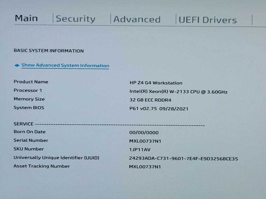 HP Z4 G4 WS Xeon W-2133 3.60GHz 32GB DDR4 750W PSU, K2000 GPU _