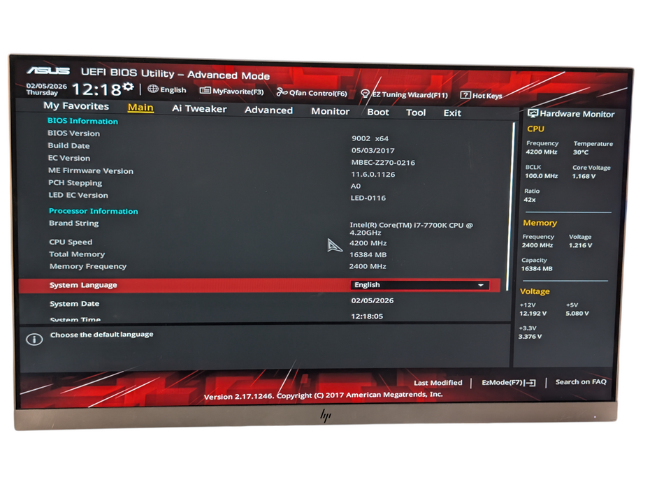 Falcon Northwest SFF STRIX Z270I GAMING i7-7700K 16GB RAM 256GB NVMe SSD  -