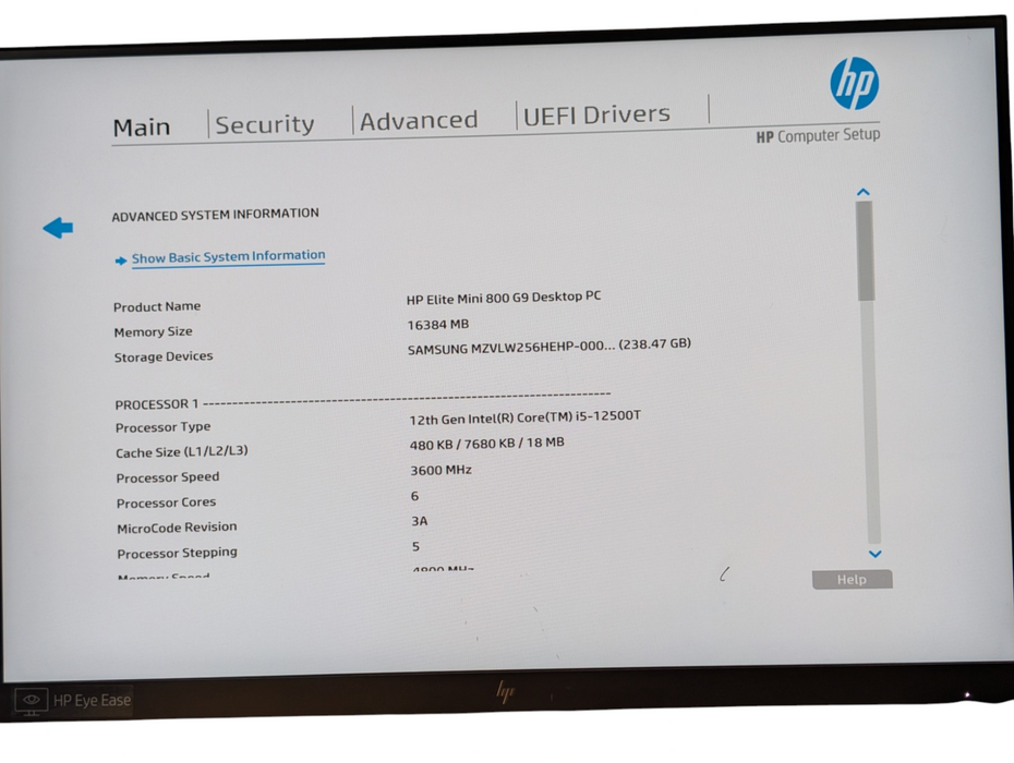 HP Elite mini 800 G9 Intel Core i5-12500T 16GB DDR5 256GB NVMe SSD -
