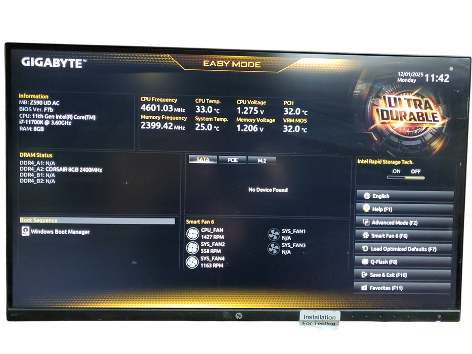 Custom PC - Gigabyte Z590, i7-11700K CPU 3.6GHz, 8GB RAM, No HDD, RX460 4GB
