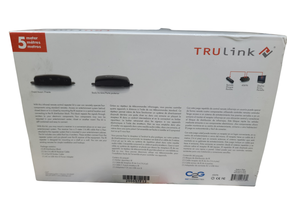 Trulink Infrared Remote Control Repeater Kit 40696 New Open Box