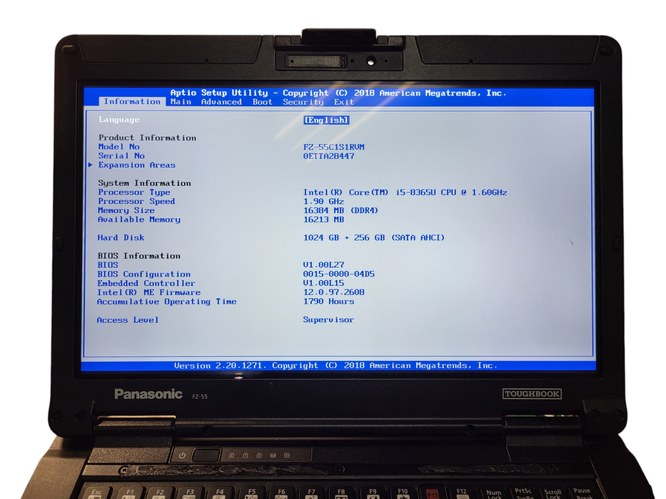 Panasonic ToughBook FZ-55 Touch i5-8365U 16GB RAM 1TB+256GB SSD 1790HR READ $ Lap200