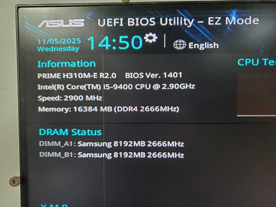 Custom PC, H310M-E R2.0, i5-9400 16GB RAM Desktop (No HDD/OS/Power Cord) Q