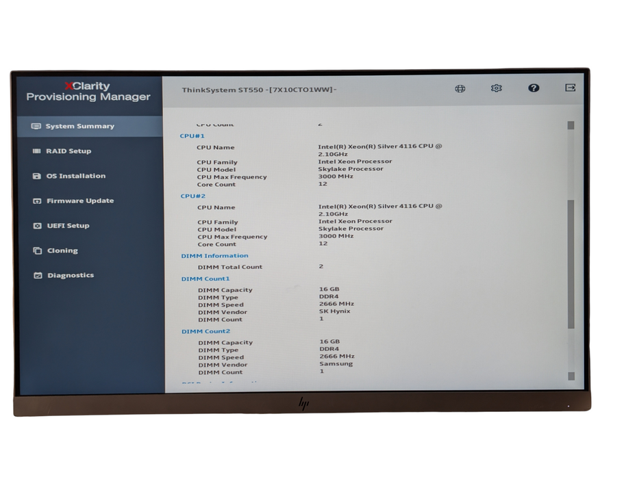 Lenovo ThinkSystem ST550 2x Intel Xeon Silver 4116 32GB RAM  -