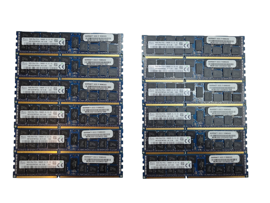 Lot of 12x - 16GB SK hynix 2Rx4 PC3L-10600R-9-12-E2 (192GB) Server Memory %