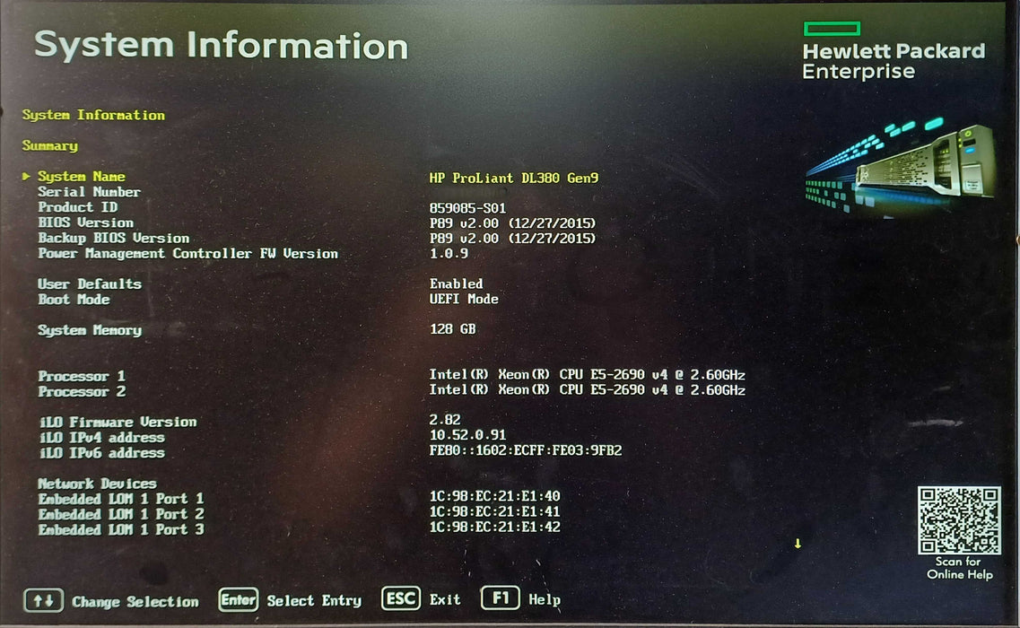 HP DL380 Gen9 2U 24x2.5", 2x E5-2690 v4, 128GB DDR4, 4x2.4TB SAS, P440ar