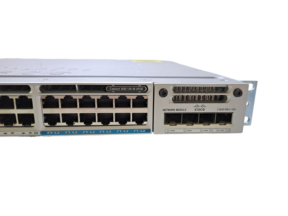 Cisco WS-C3850-12X48U-S | 48-Port UPoE (12x 1/10G) Switch w/ C3850-NM-2-10G