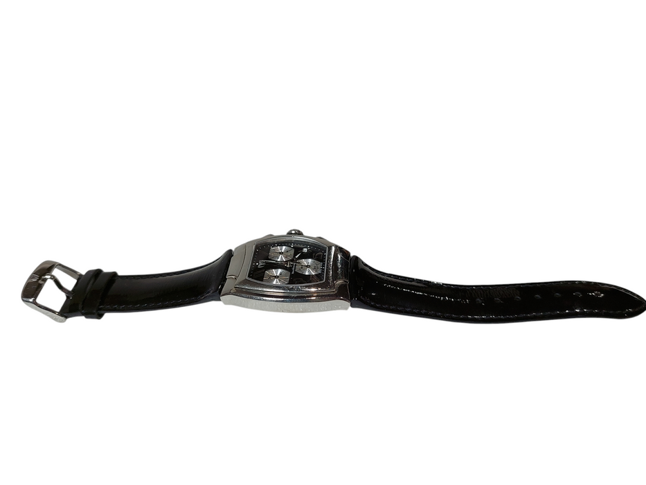 TechnoMarine Swiss Made Saphire Crystal Ladies Black Leather w Date  =