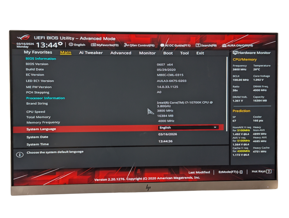 ASUS ROG STRIX Z490-G Gaming Intel i7-10700K 16GB RAM 1TB NVMe SSD  -