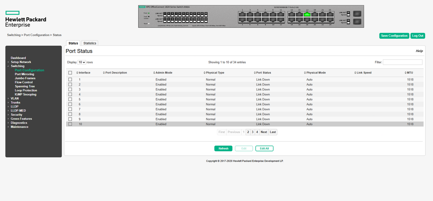 HPE OfficeConnect 1820-24G | 24-Port Gigabit Ethernet Switch | J9980A