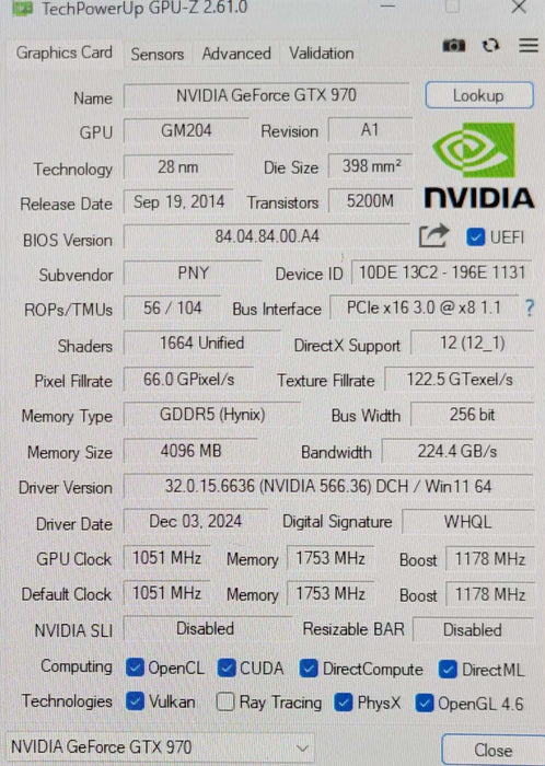 PNY nVIDIA GeForce GTX 970 Video Card 4GB | GMGTX97N3H4GN1KTP6BCD _