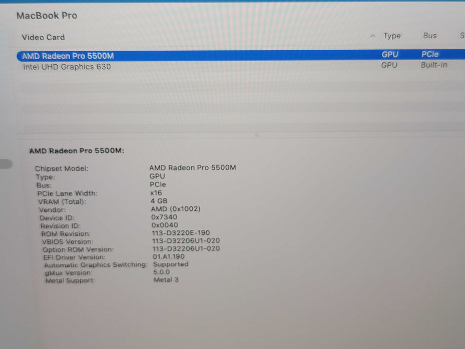 Apple Macbook Pro 2019 6-Core i7-9750H @ 2.6GHz 32GB DDR4 1TB SSD GPU (