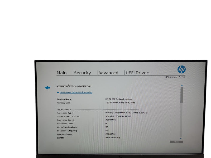 HP Z2 SFF G4 Workstation  i7 - 8700 @ 3.20GHz 16GB DDR4 Ram θ