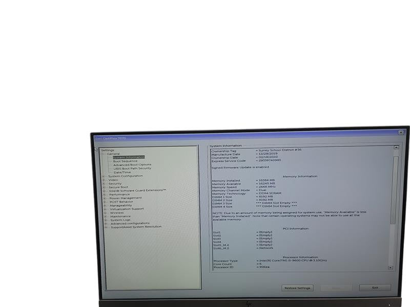 DELL OPTIPLEX MT 7070 i5 - 9600 @ 3.10GHz 16GB DDR4 Ram θ