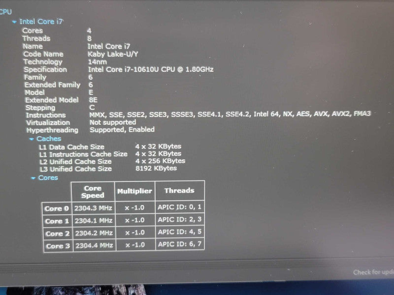 Lenovo ThinkPad X1 Carbon i7-10610U 16GB RAM 256GB SSD 2K LCD β Lap200