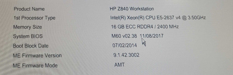 HP Z840 Workstation | 1x Xeon E5-2637 v4 | 16GB DDR4 | NO HDD | NO GPU
