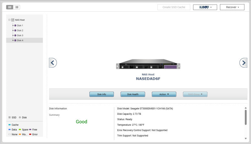 QNAP TS-453U-RP 4-Bays NAS, 8GB RAM, 12TB (4x3TB)HDDs