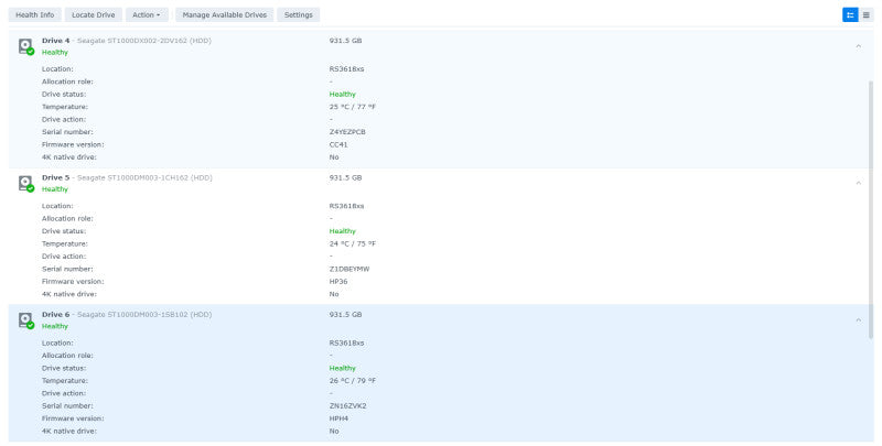 Synology 12 bay NAS RackStation RS3618xs 2U, 12x 1TB HDDs