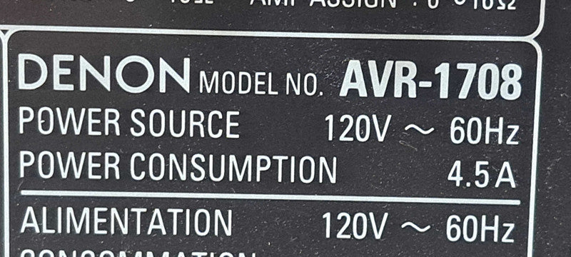 Denon AVR-1708 Home Theater Receiver
