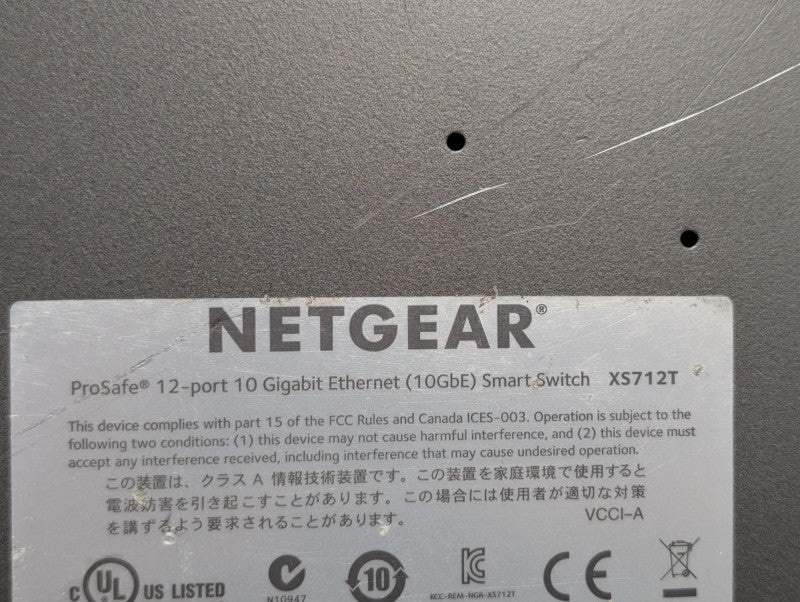 NETGEAR 12-Port 10GbE Smart Switch XS712T 12x 10GbE RJ45 2x SFP+ Q-