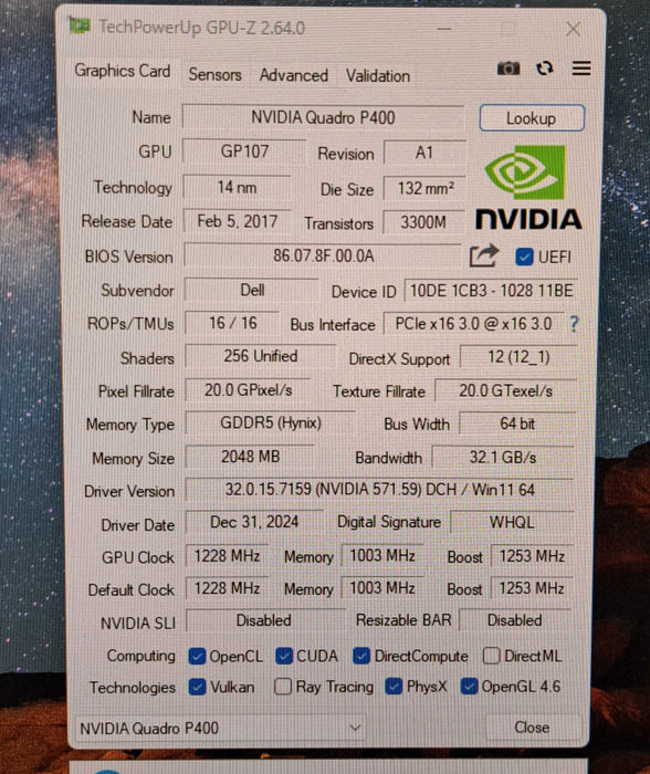 NVIDIA Quadro P400 2GB GDDR5 Graphics Card | 3x MiniDP FH Bracket
