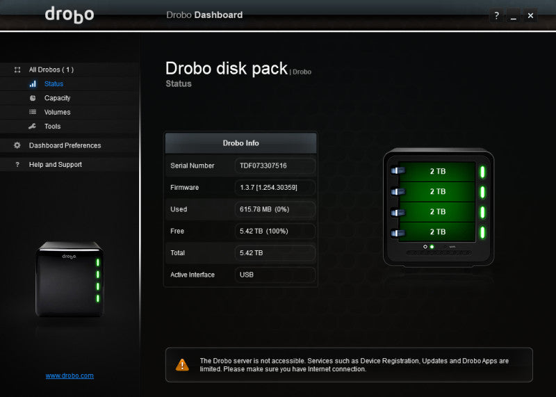 Drobo DRO4D-U | 4-Bay Direct Attach Storage w/ 4x 2TB HDD's