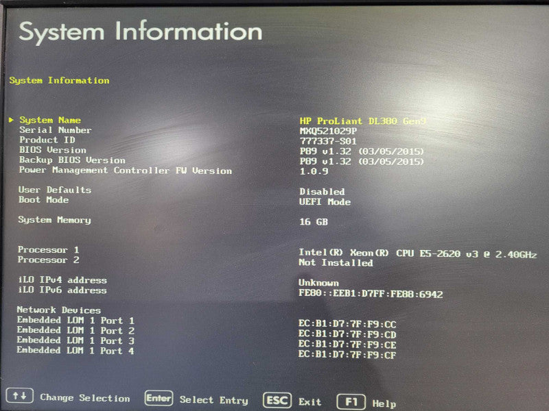 HP ProLiant DL380 Gen9 2U - Xeon E5-2620 v3 @ 2.40GHz 16GB DDR4 P240AR 2.5" !