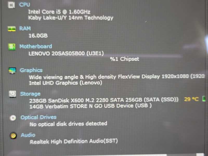Lenovo Thinkpad X1 Yoga i5-10210U 16GB RAM 256GB SSD  β Lap200