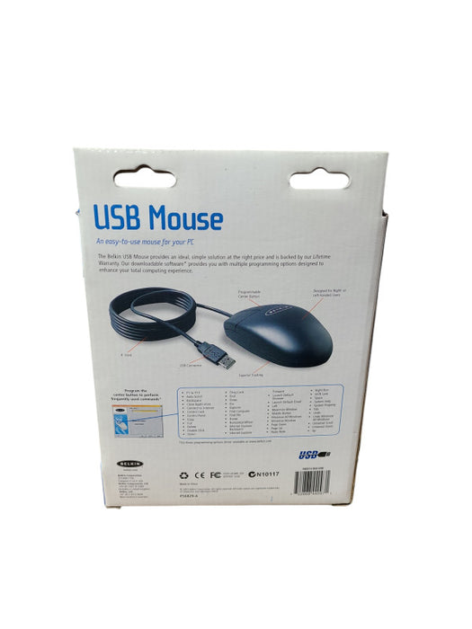Belkin USB Mouse | 3 Buttons |  6' Cord | F8E813-BKL-USB | SEALED Q
