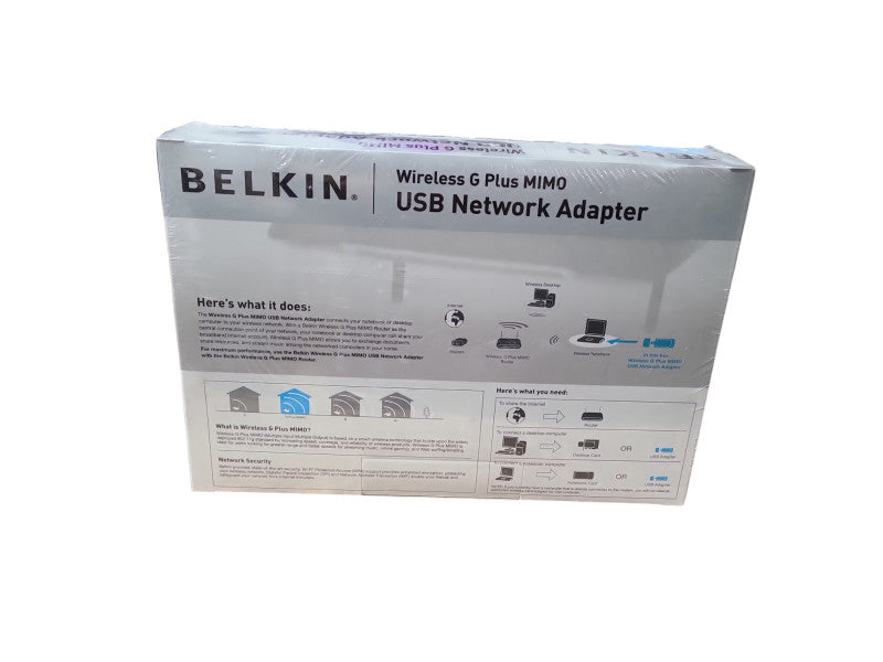 Belkin Wireless G Plus MIMO USB Network Adapter SEALED !