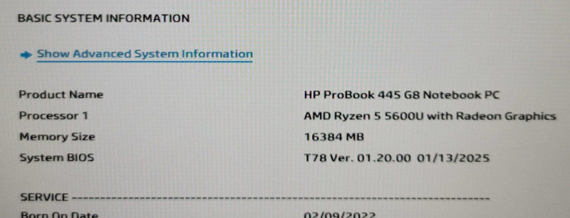 HP ProBook 445 G8 Ryzen 5 5600U 16GB DDR4 256GB SSD  β Lap200