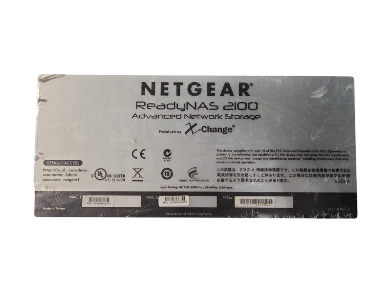 Netgear ReadyNAS 2100 4 bay NAS, No Caddies, READ