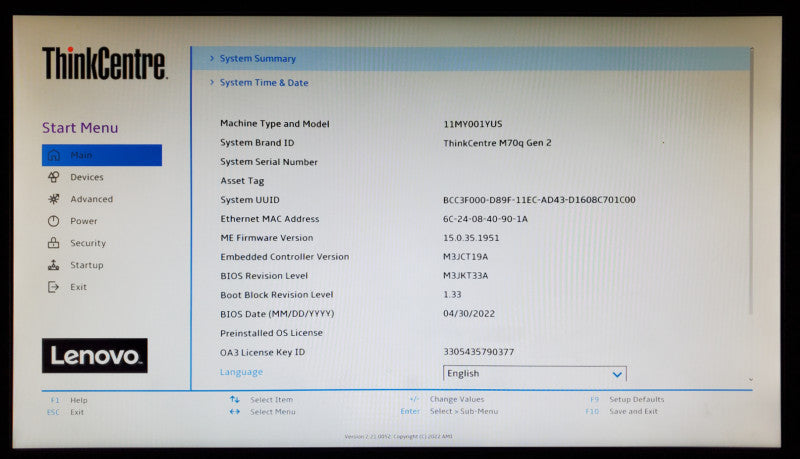Lenovo M70q Gen 2 Intel Core i5-11400T 32GB DDR4 256GB NVMe + Adapter