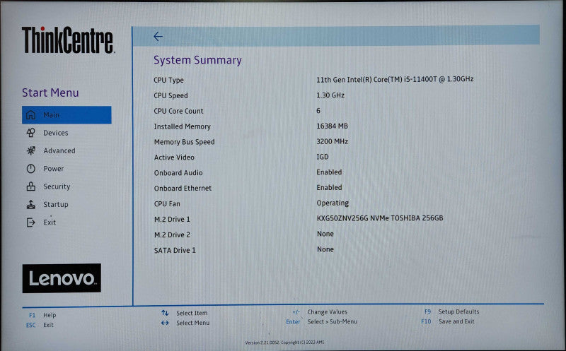 Lenovo M70q Gen 2, i5-11400T 1.30GHz, 16GB DDR4, 256GB NVMe, WiFi, PWR