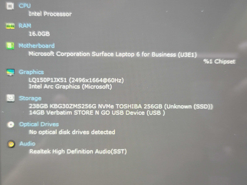 Microsoft Surface Laptop 6 For Business 15"  Ultra 7 165U 16GB RAM 256GB NVMe  β Lap200