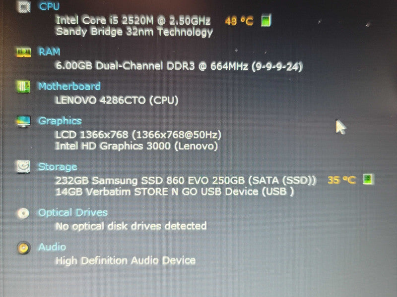 Lenovo ThinkPad X220 i5-2520M 6GB RAM 256GB SSD β BudLap