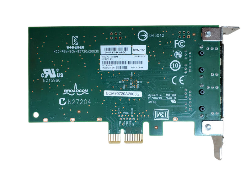 IBM 90Y9373 Broadcom 5720 332T 2-Port 1Gb PCIe Network Card