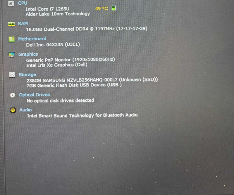 Del Latitude 5430 i7-1265U@1.8GHz 16GB RAM 256GB SSD  Lap200