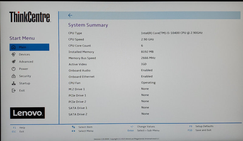 Lenovo ThinkCentre SFF  M70C i5-10400@2.90GHz 8GB RAM NO-HDD/SSD