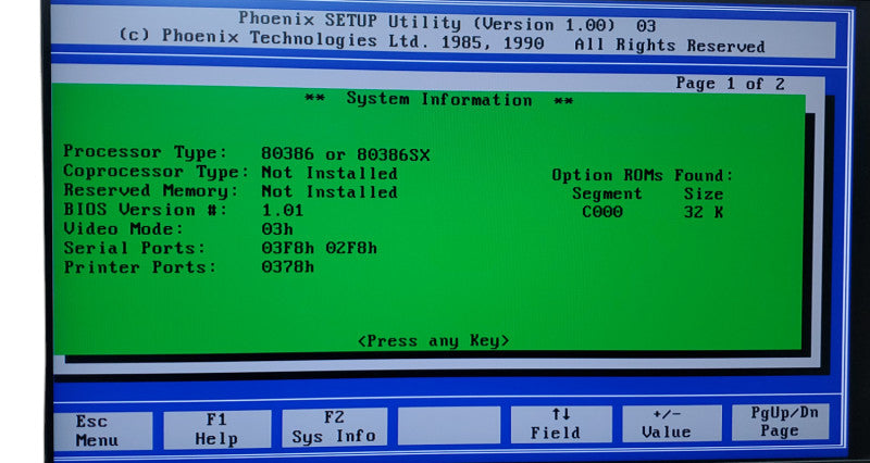 VINTAGE UNISYS PCI 33361 COMPUTER 80386 PROCESSOR 3072KB RAM NO-HDD