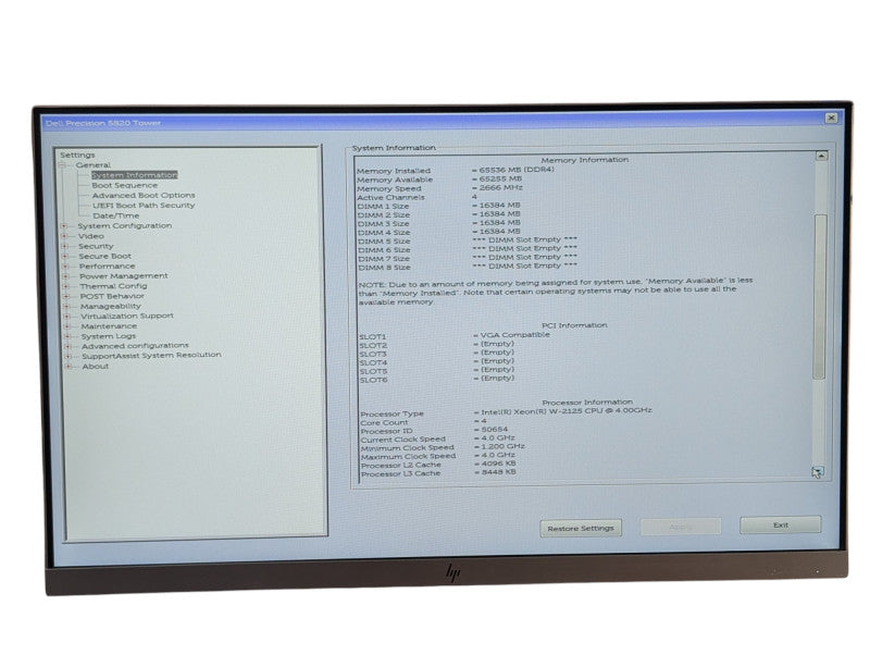 DELL Precision 5820 Tower Intel Xeon W-2125 64GB RAM Quadro K2200 -