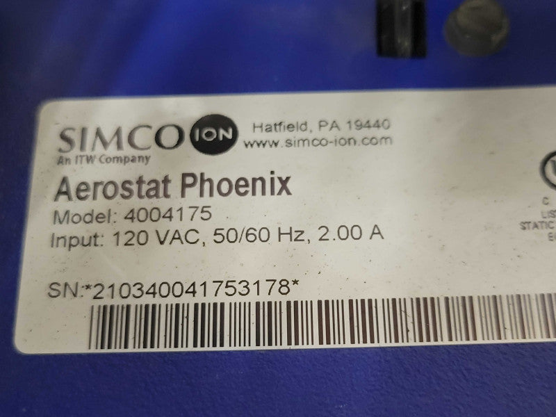 Simco / Aerostat Phoenix Ionizing Air Blower #4004175, READ _