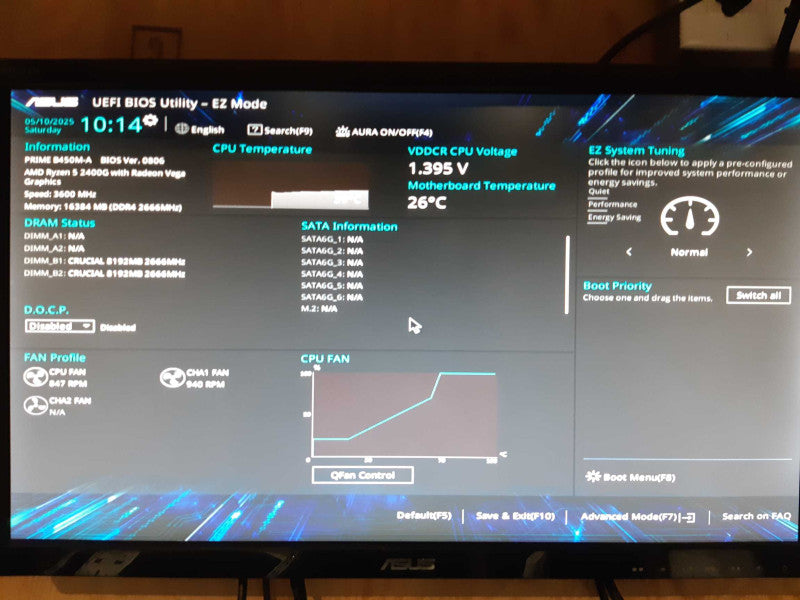 Custom Tower PC AMD Ryzen 5 2400G 3.60GHz 16GB DDR4 NO HDD