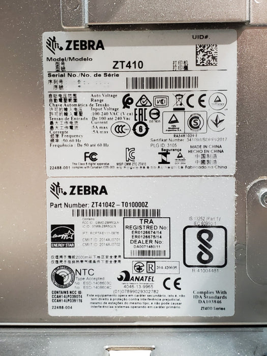 Zebra ZT410 Industrial Barcode Label Printer | ZT41042-T010000Z